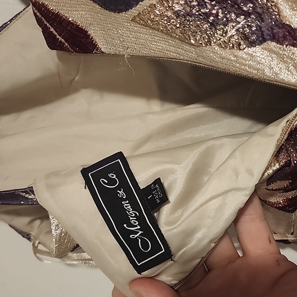 Morgan & Co. Cream and Purple Leaf Print Dress - Picture 5 of 5